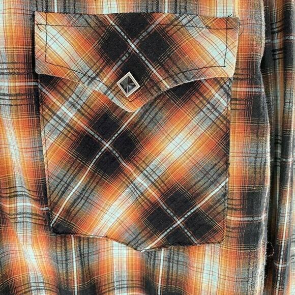 Panhandle Slim Mens Snap Front Shirt Western Plaid Embroidered Brown/Black/Gray - Picture 8 of 11